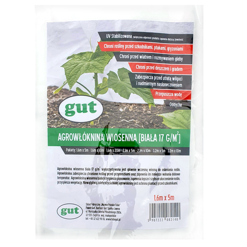 Non-woven fabric white 17g 1,6x5m
